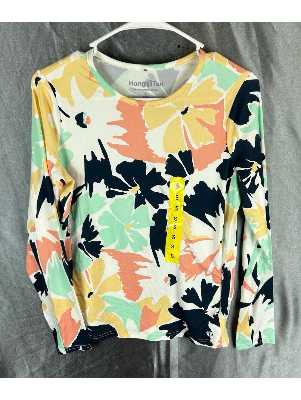 Hang Ten Floral SPF 50 Long Sleeve Shirt Size Small UPF Sun Protection Top